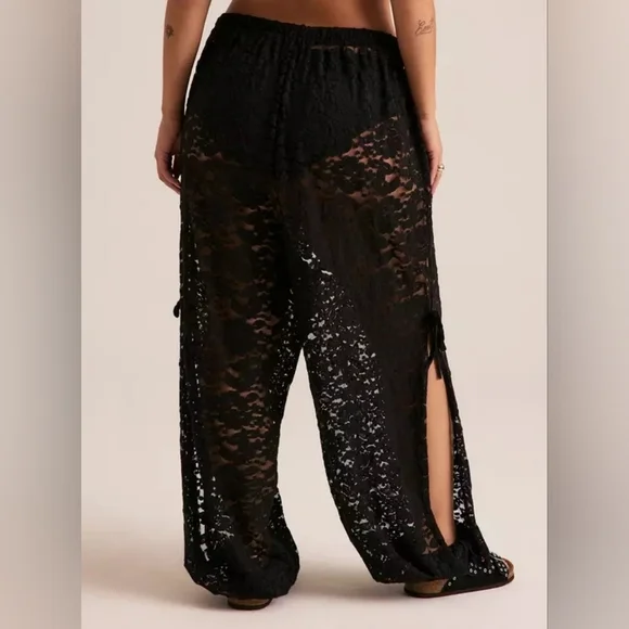 Torrid Black Festi Tie Detail Lace Jogger Flowy Pants Size 2X Short Nwt - Picture 3 of 5